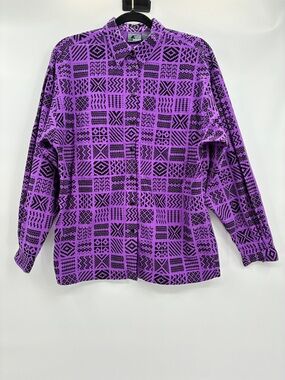 Liz Wear Women’s Vintage 90s Button Up Tribal Aztec Geo Southwest Shirt Medium